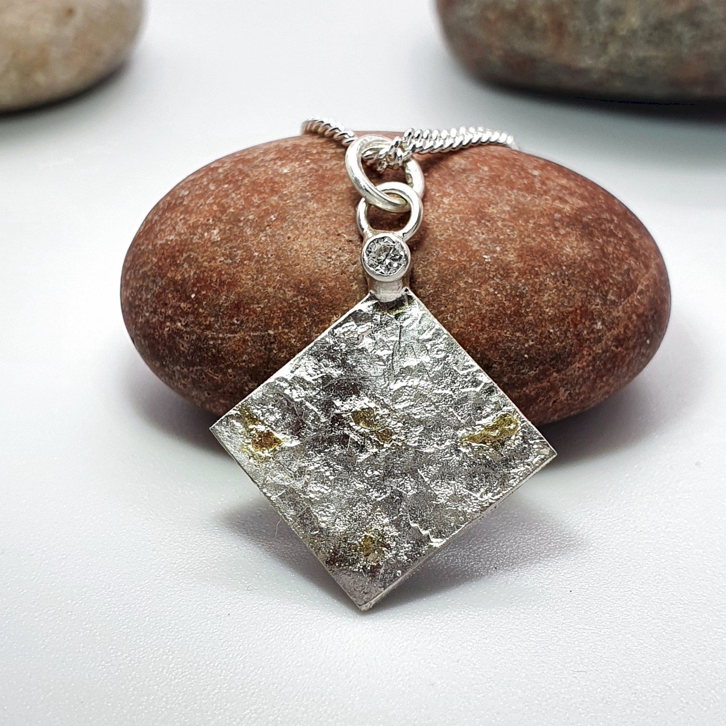 Diamond silver and gold kite pendant, Sunrise design