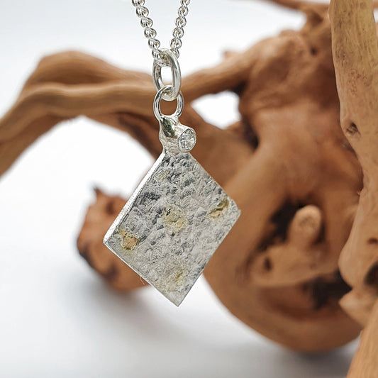 Diamond silver and gold kite pendant, Sunrise design