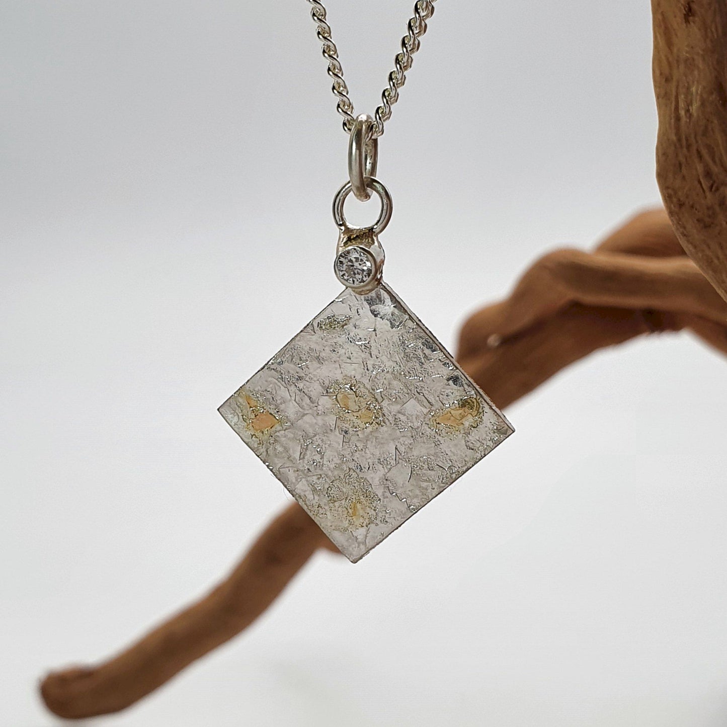 Diamond silver and gold kite pendant, Sunrise design