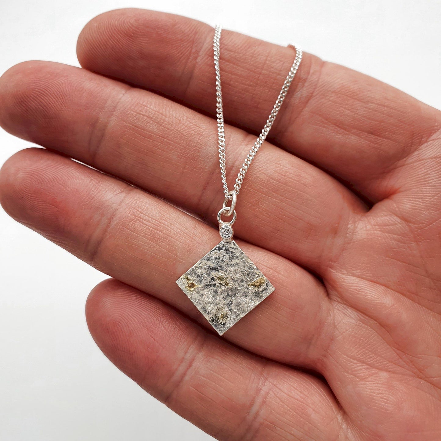 Diamond silver and gold kite pendant, Sunrise design