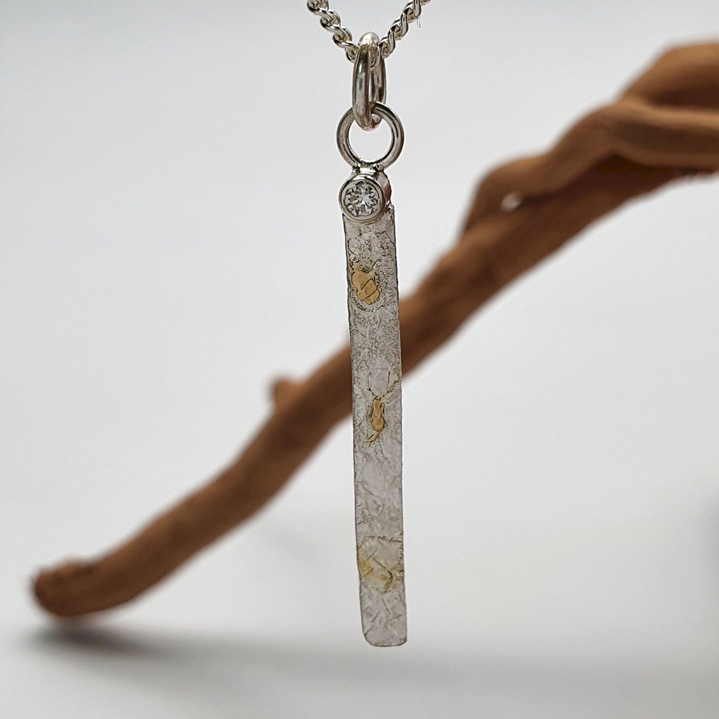 Diamond silver and gold drop pendant, Sunrise design