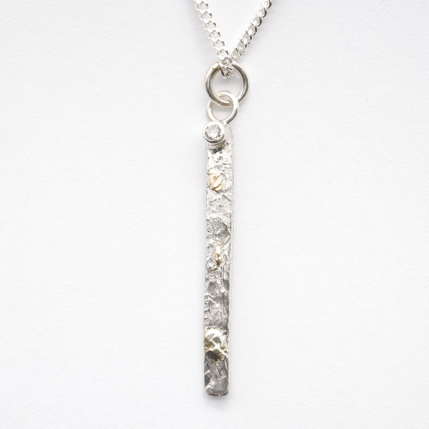 Diamond silver and gold drop pendant, Sunrise design