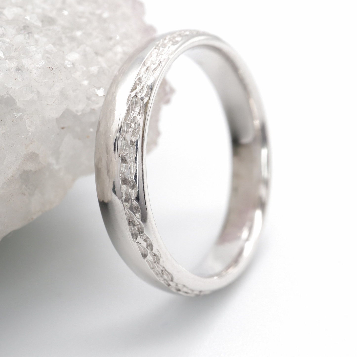 Silver thin wedding ring, Ullswater designer band.