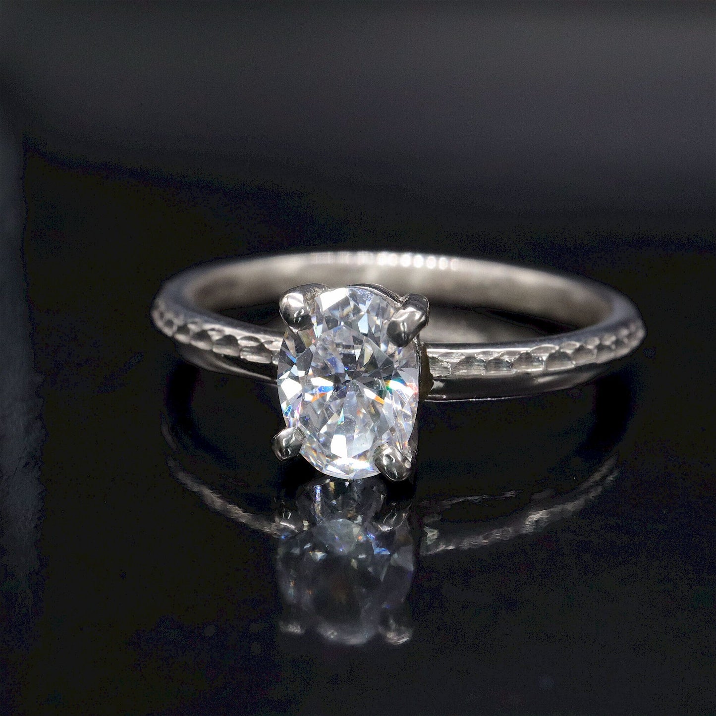 Solitaire oval engagement ring, Ullswater large moissanite design