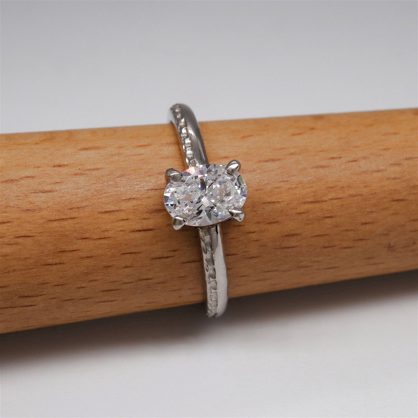 Solitaire oval engagement ring, Ullswater large moissanite design