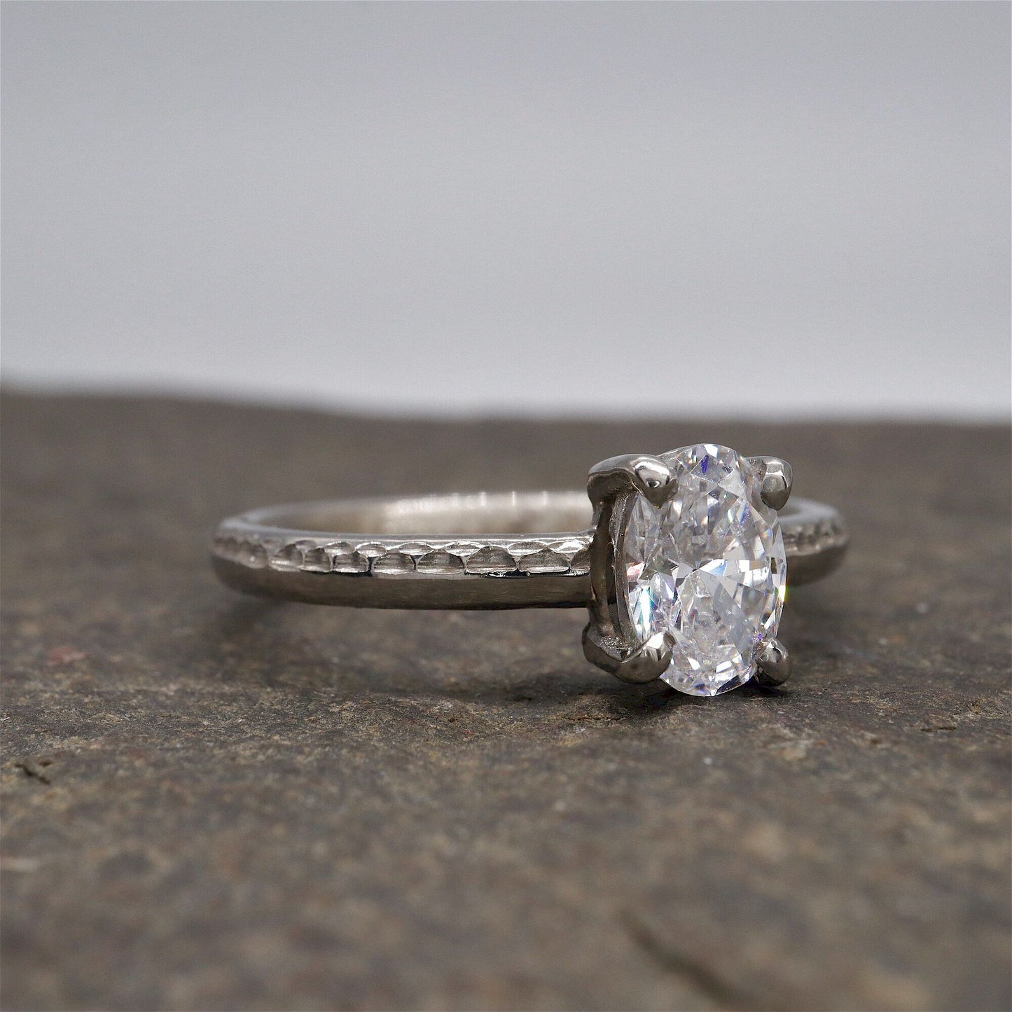 Solitaire oval engagement ring, Ullswater large moissanite design