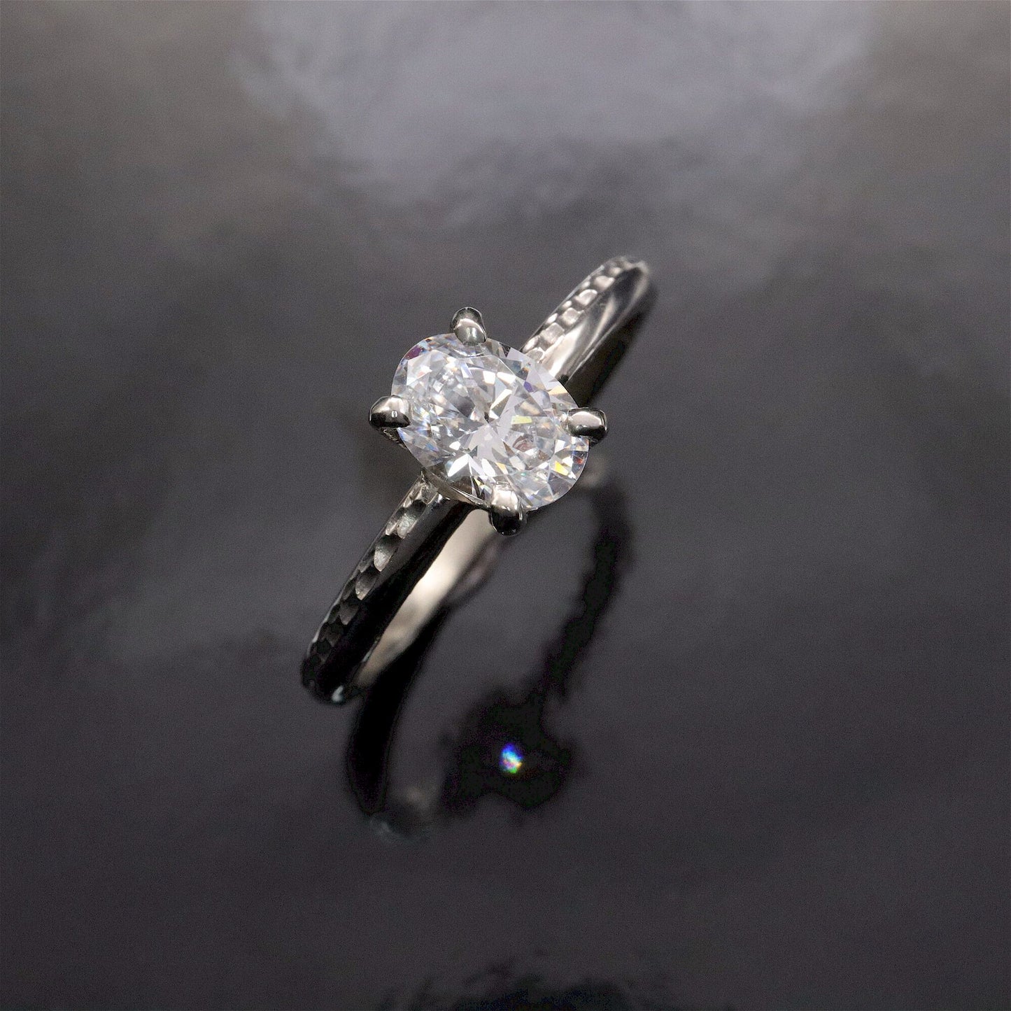 Solitaire oval engagement ring, Ullswater large moissanite design