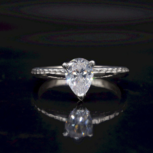 Solitaire pear engagement ring, Ullswater large moissanite design