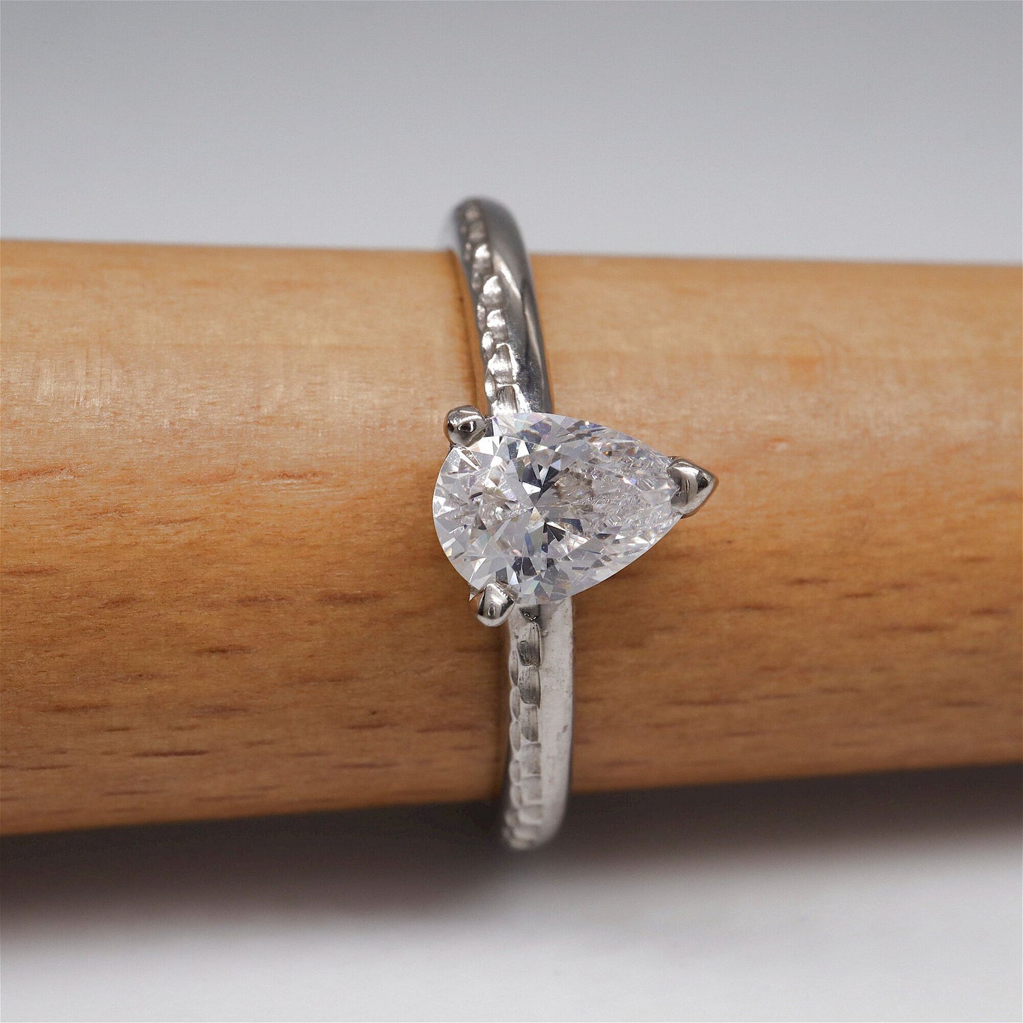 Solitaire pear engagement ring, Ullswater large moissanite design