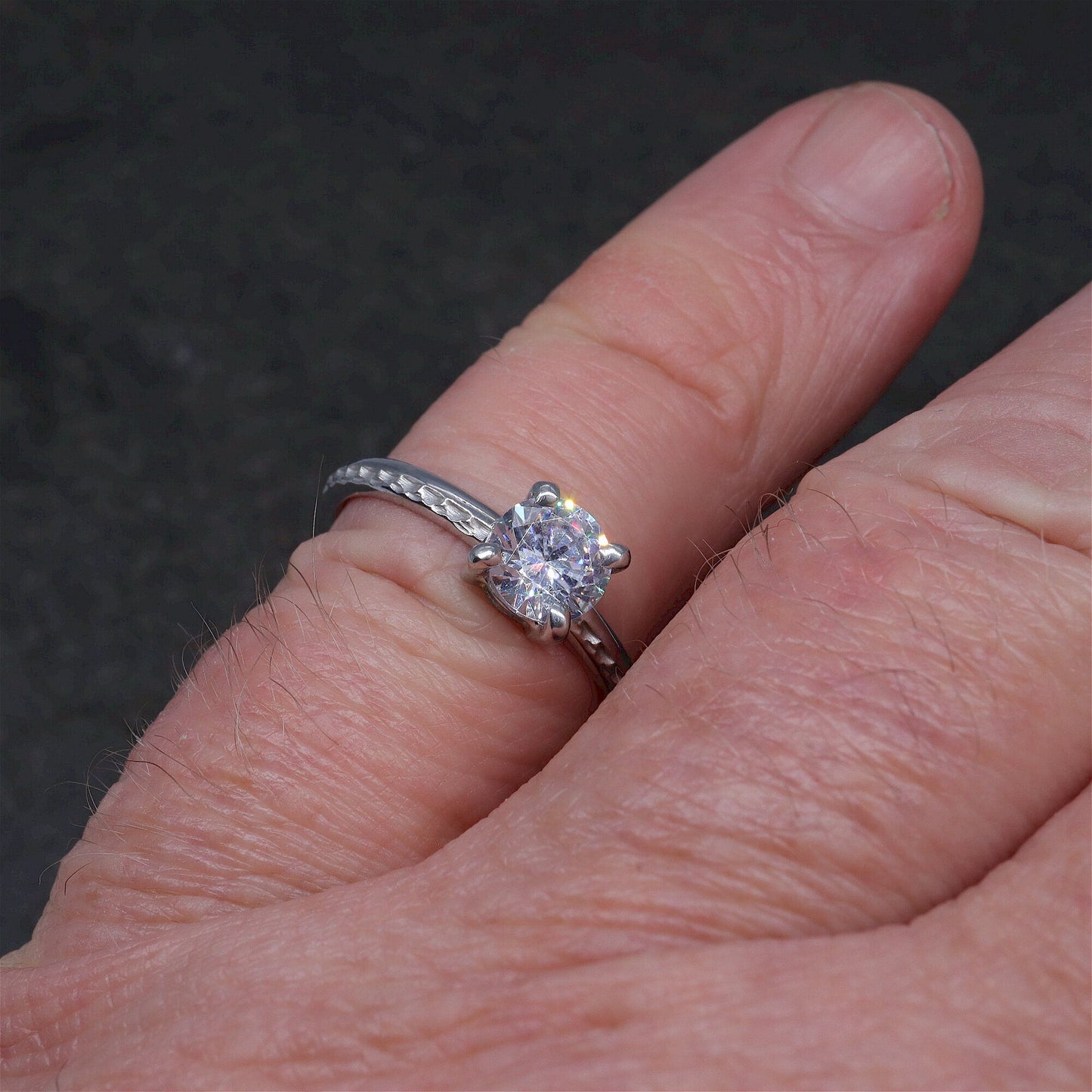 Solitaire engagement ring, Ullswater large round moissanite design