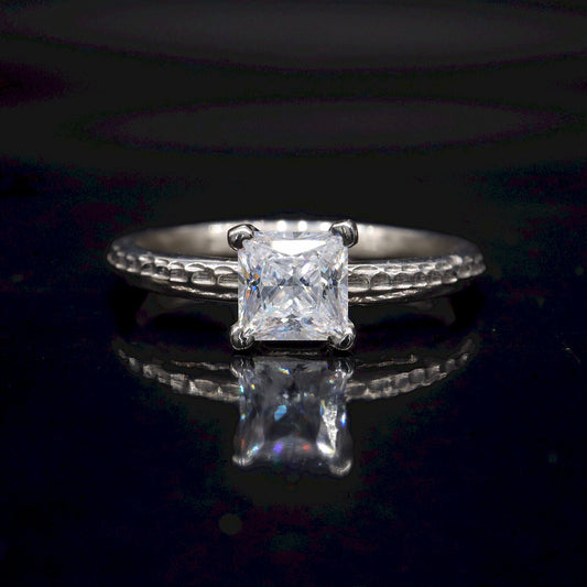 Solitaire square princess cut engagement ring, Ullswater large moissanite design