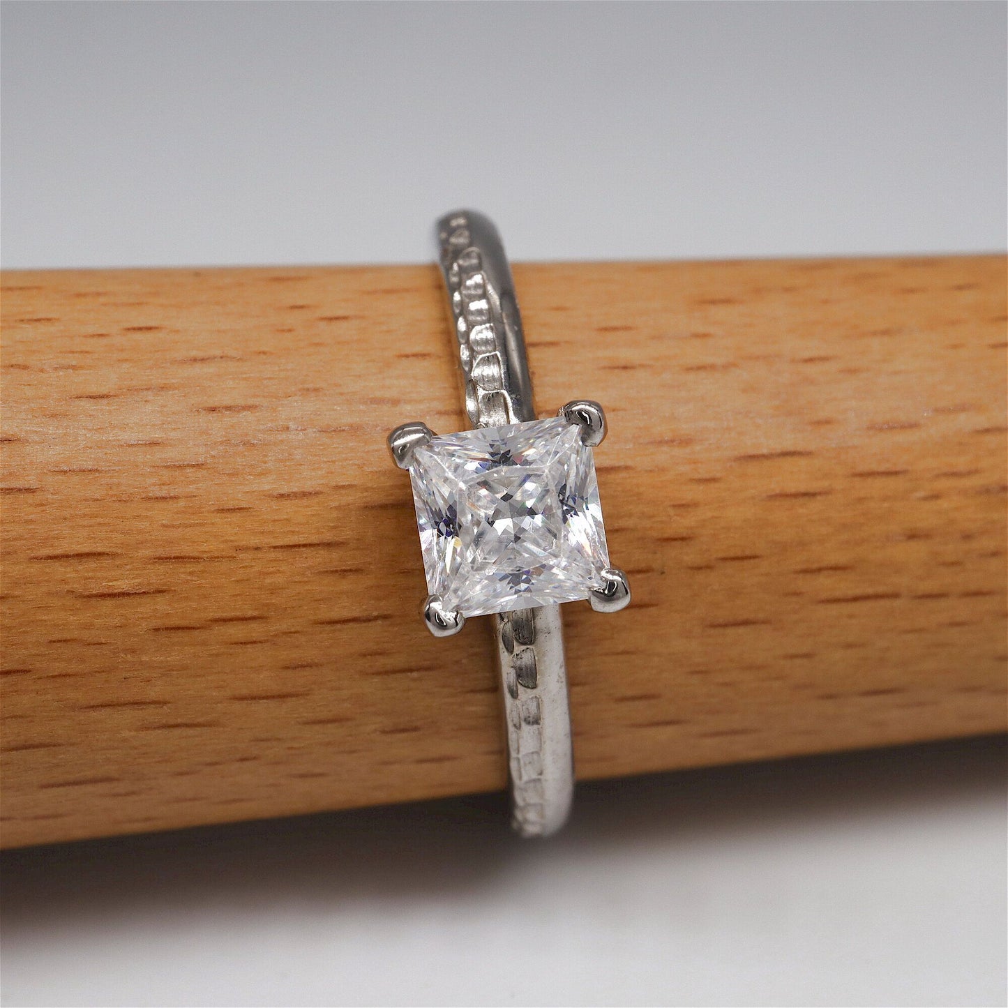 Solitaire square princess cut engagement ring, Ullswater large moissanite design