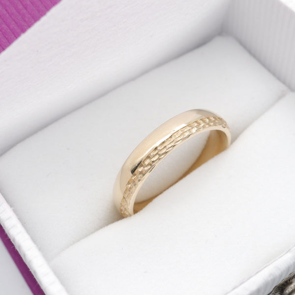 Yellow gold thin wedding ring, Ullswater designer band.