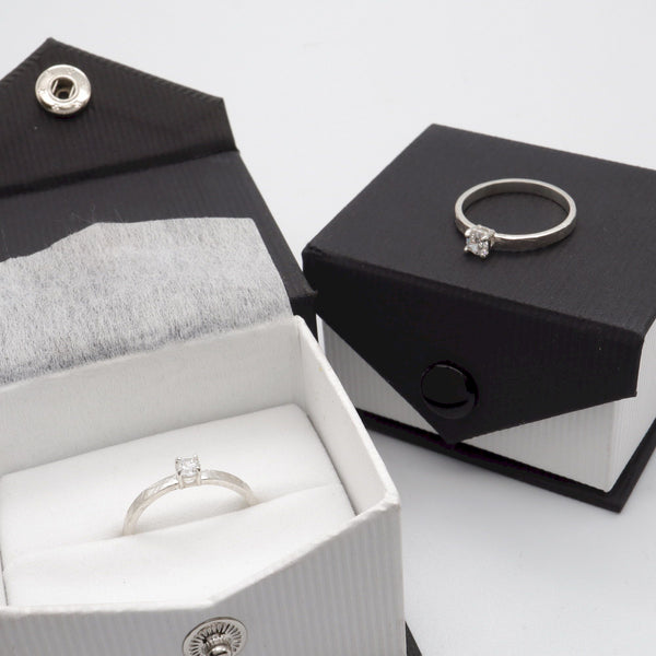 Diamond solitaire white gold ring, Windermere design