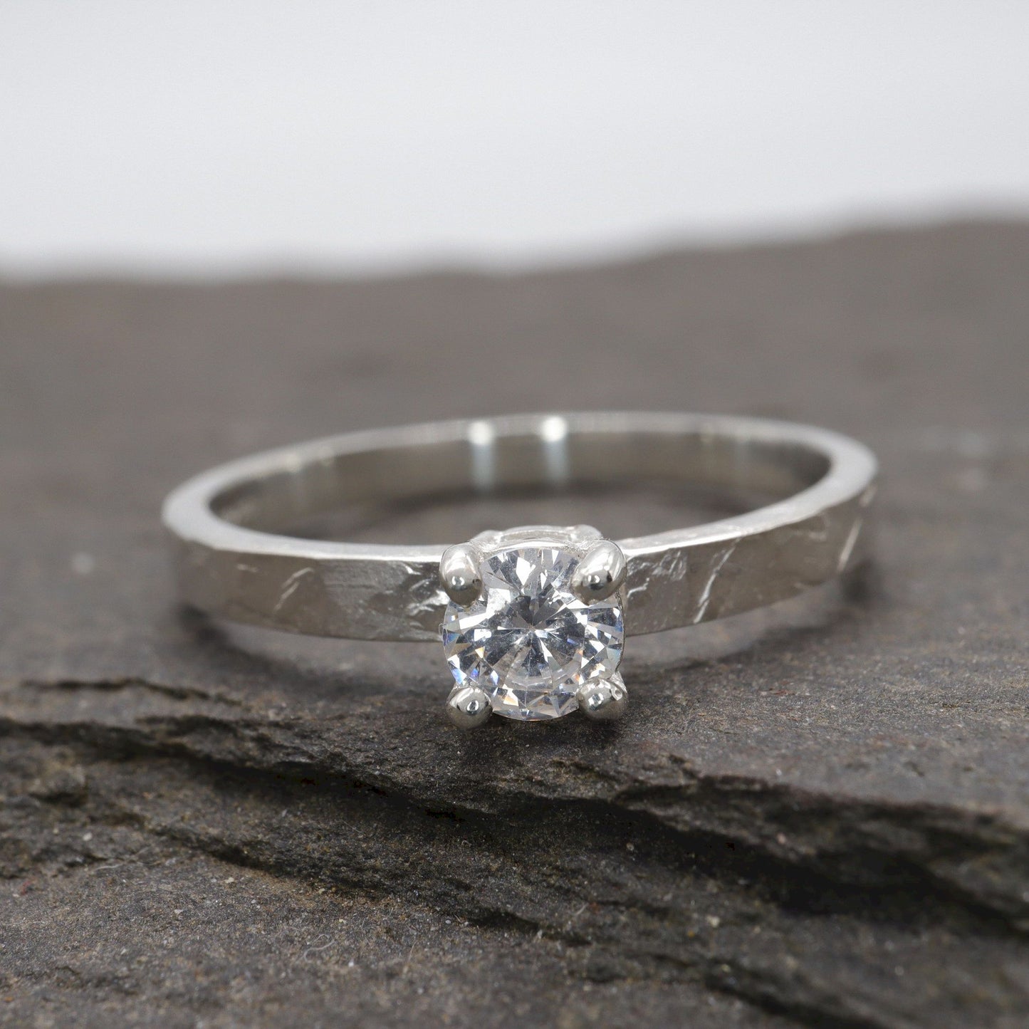 Diamond solitaire white gold ring, Windermere design