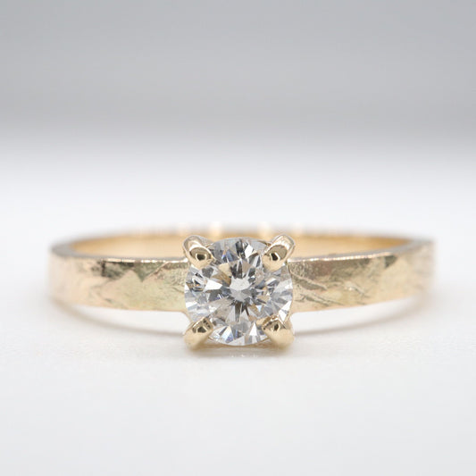 Diamond solitaire gold ring, Windermere design