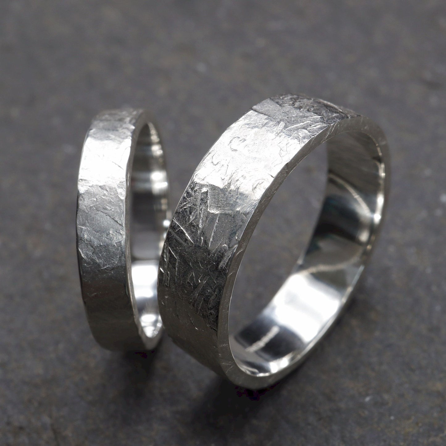 Silver wedding ring set - Windermere design, for men and women