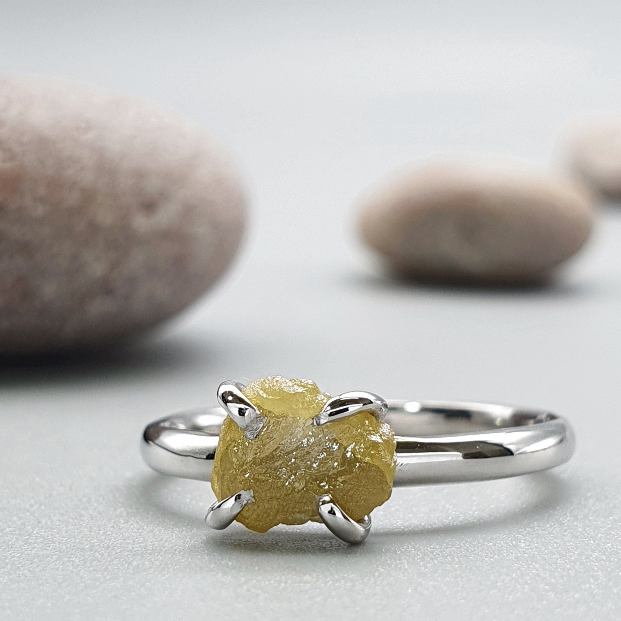 Raw yellow diamond deals ring