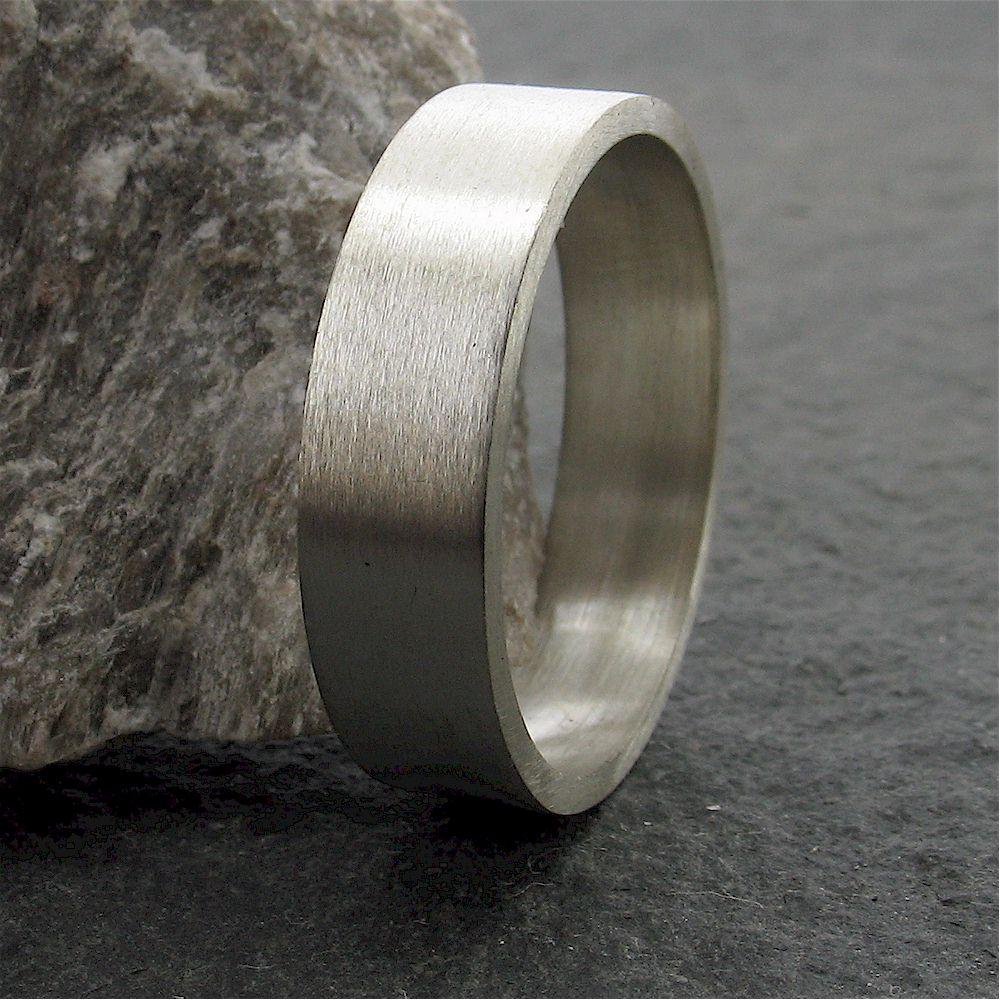 White gold flat broad wedding ring. - Cumbrian Designs