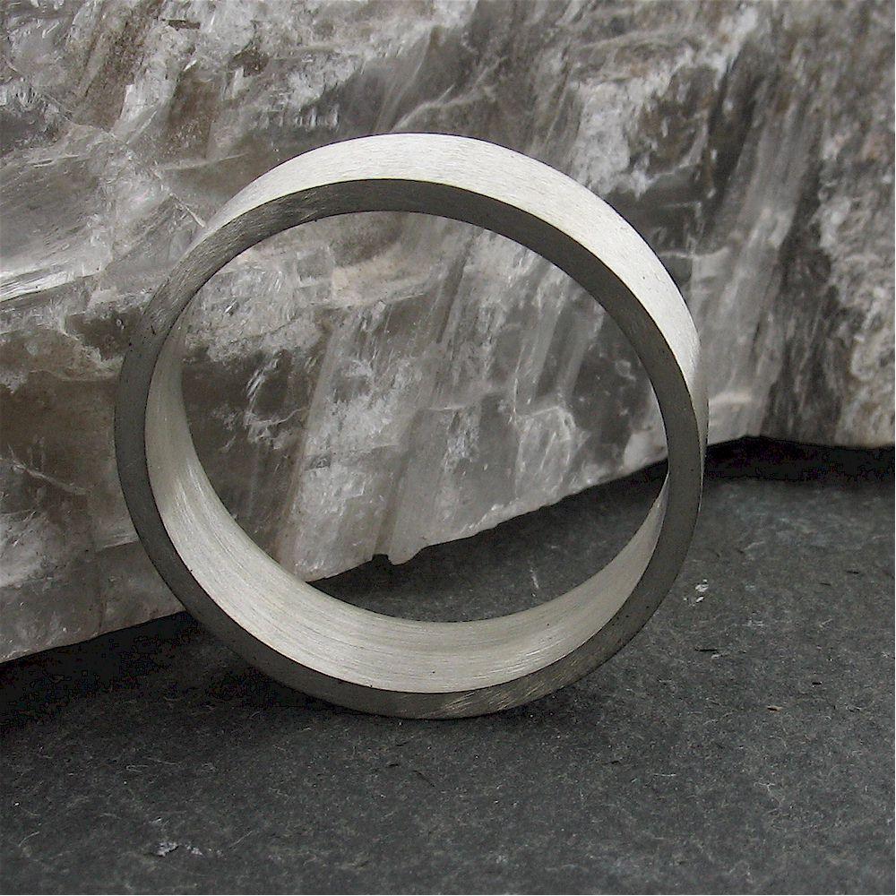 White gold flat broad wedding ring. - Cumbrian Designs