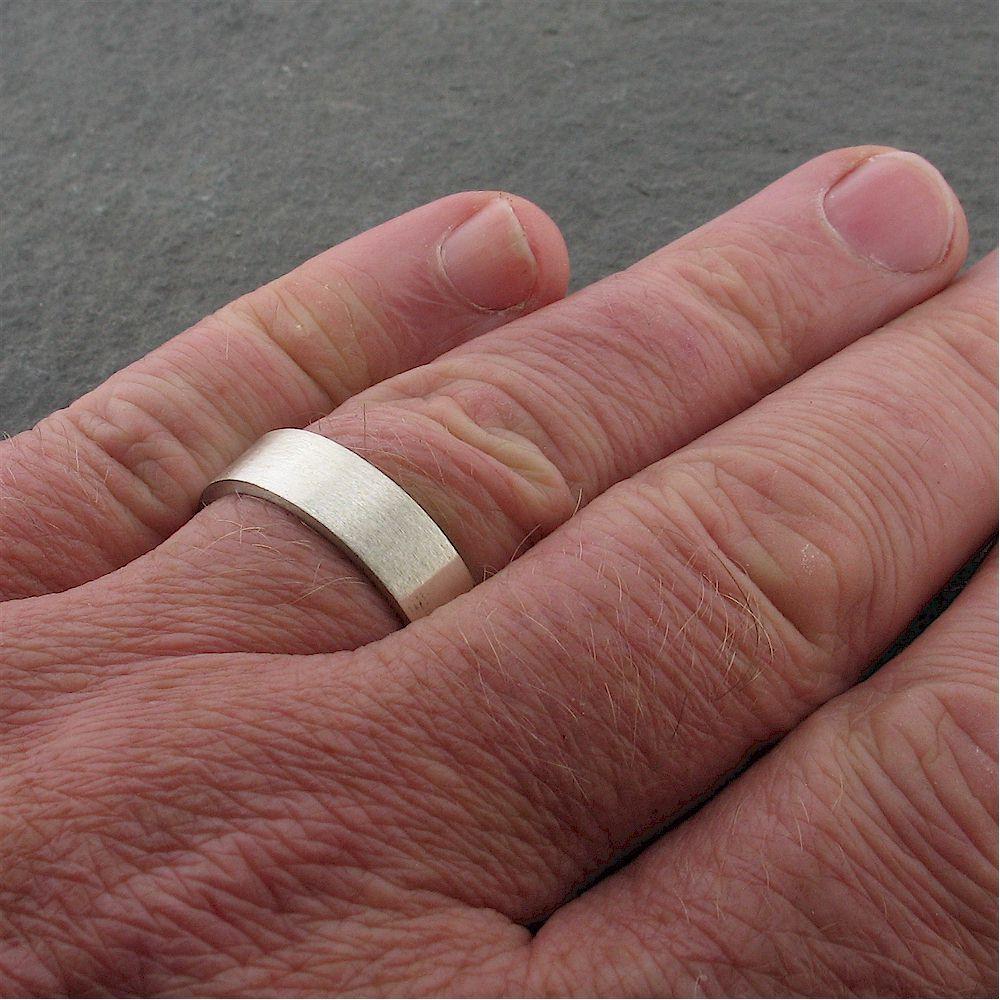 White gold flat broad wedding ring. Classic Wedding Rings Richard Harris Jewellery 