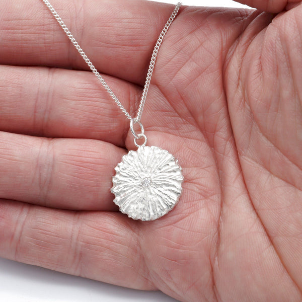 Silver and diamond set necklace - Beach Flower range