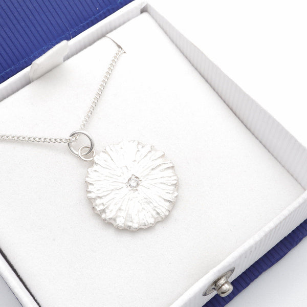 Silver and diamond set necklace - Beach Flower range