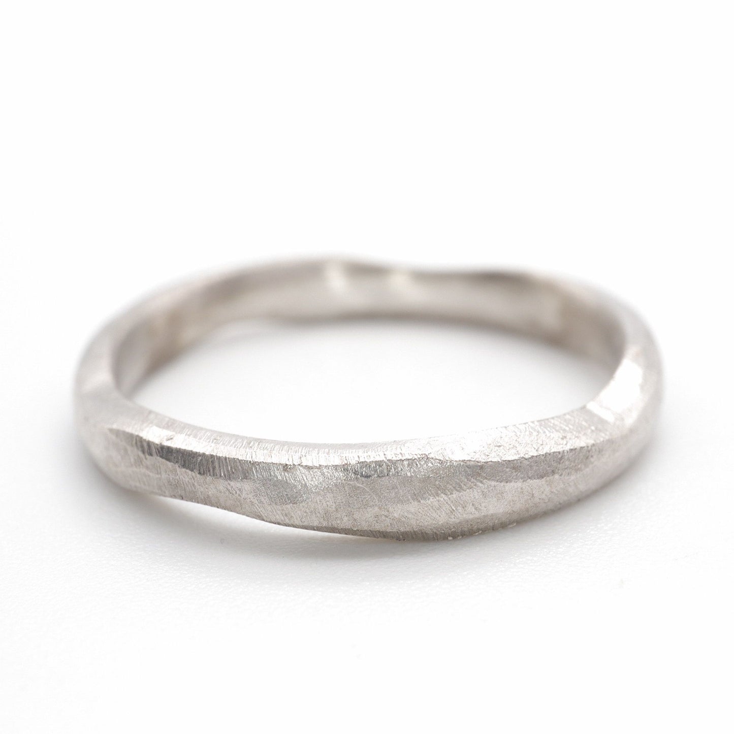 Narrow wedding ring, 18ct white gold Beach Sand design