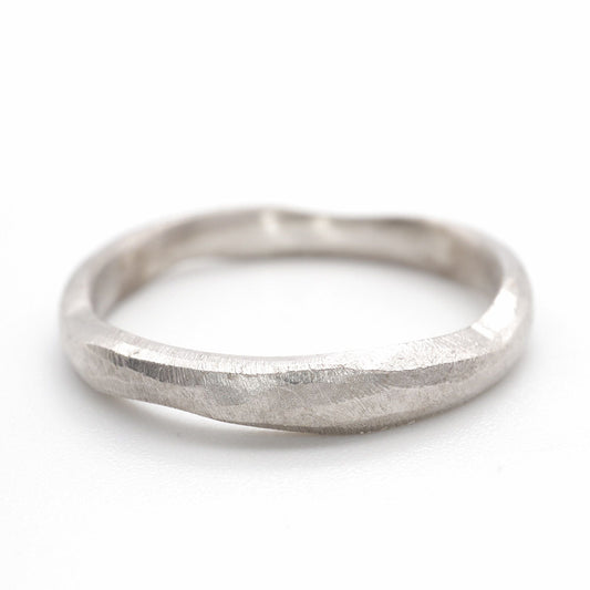 Narrow wedding ring, silver Beach Sand design