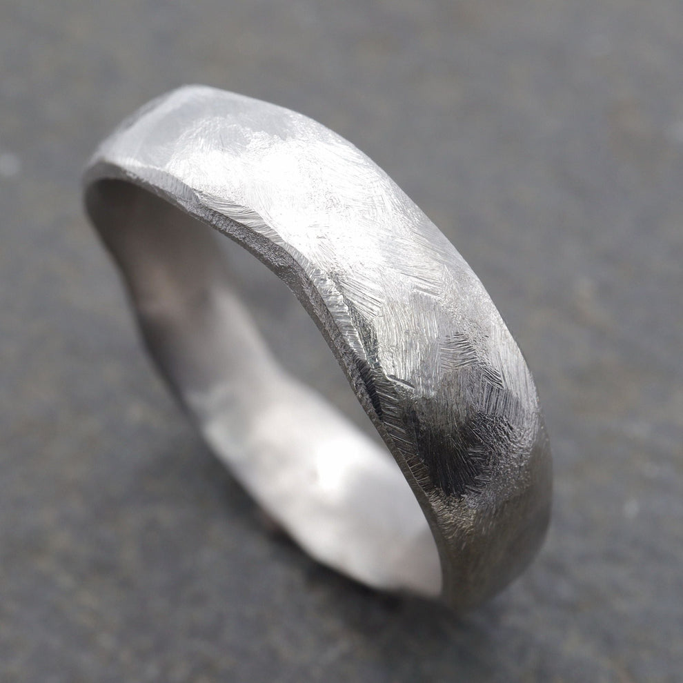 Wedding ring, broad silver Beach Sand design – Cumbrian Designs Jewellery