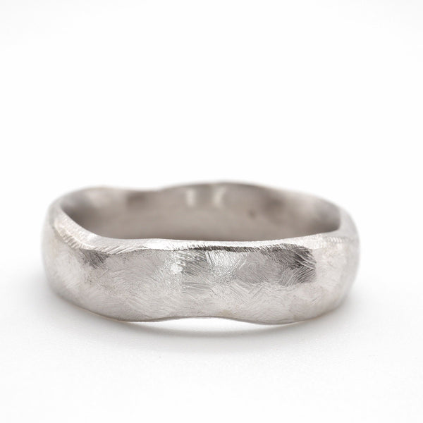Wedding ring, broad 18ct white gold Beach Sand design