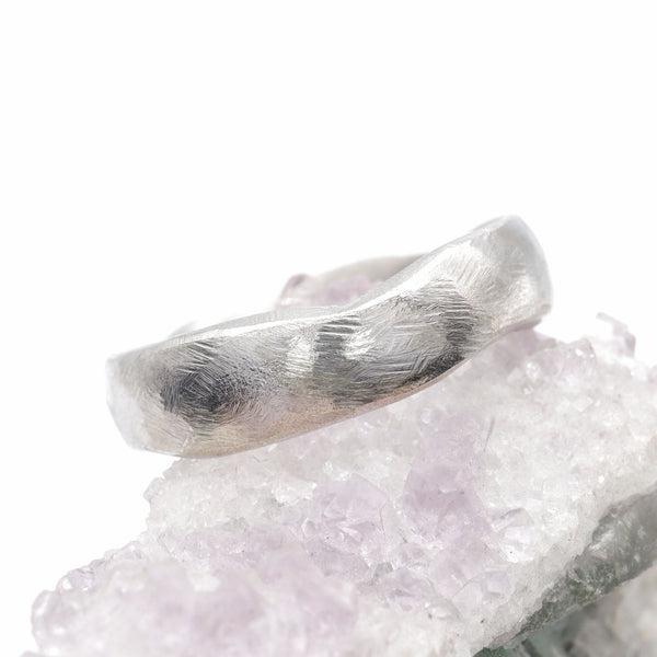 Wedding ring, broad silver Beach Sand design