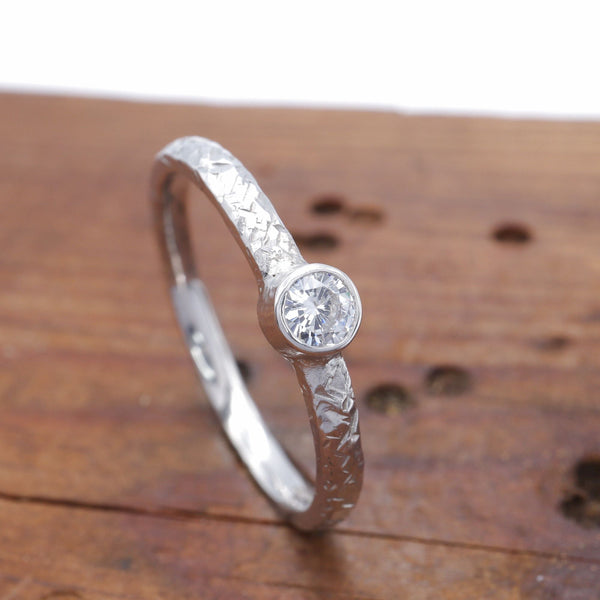 Diamond silver Fire design solitaire ring, 0.15ct