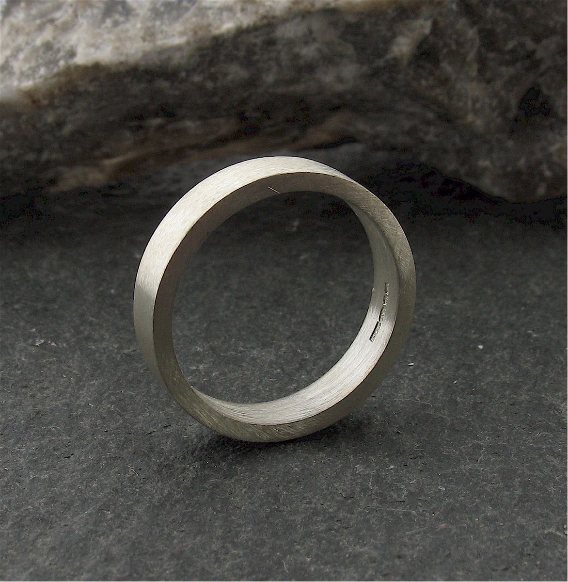 Platinum flat thin wedding ring - Cumbrian Designs