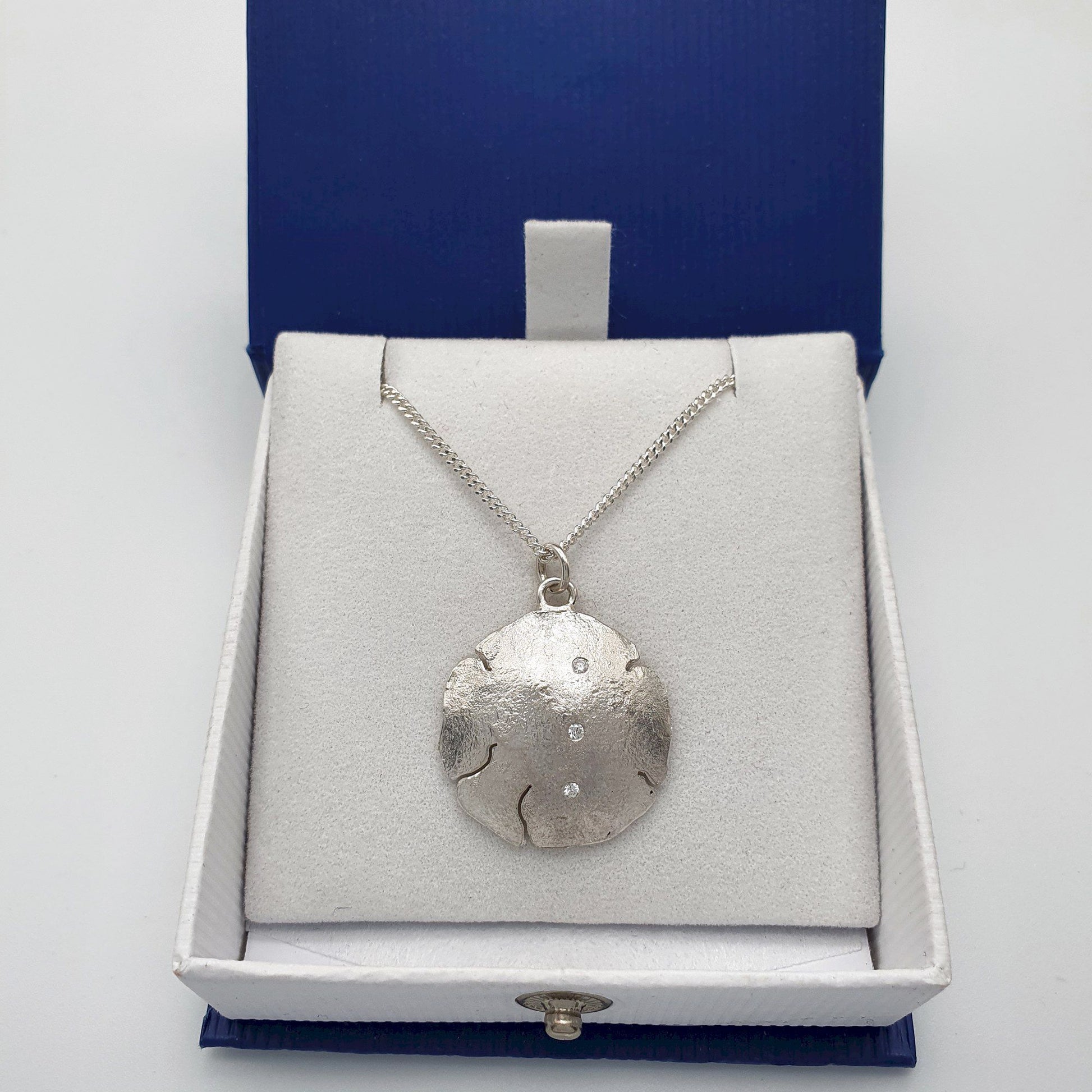 CDiamond silver and gold pendant, Fracture three stone design Pendants Pendant 