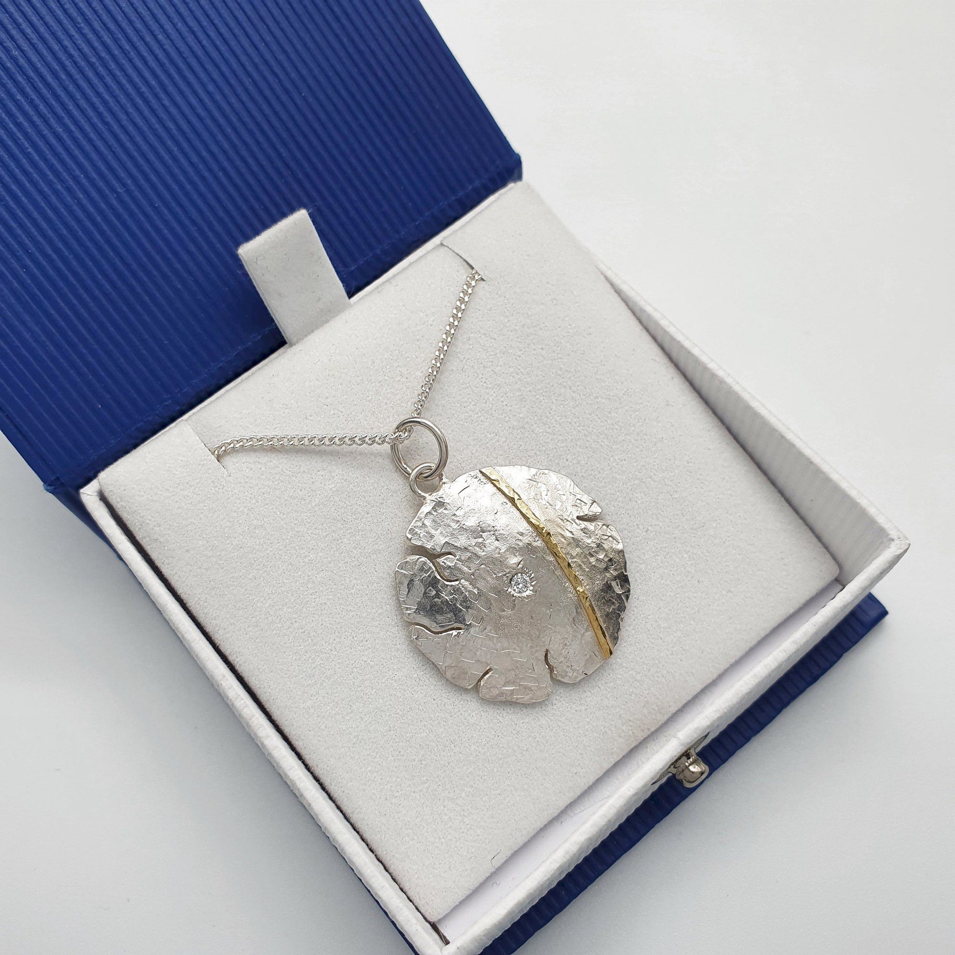 Diamond set silver and gold pendant, Fracture design Pendants Pendant 