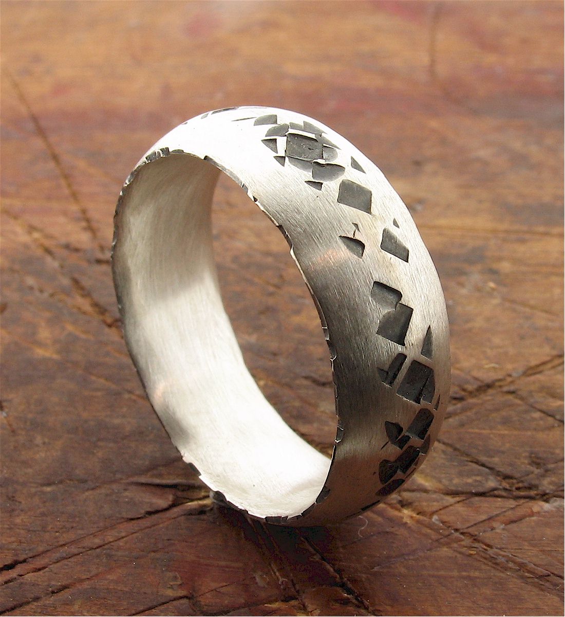 Rustic mens engagement ring, Lakeland Path commitment, statement design band.