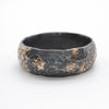 Wedding ring, black silver and gold hammered Night Sky design.