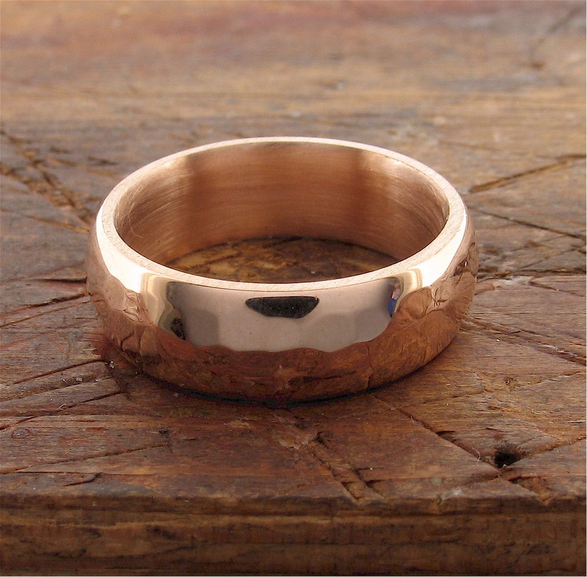Rose gold broad wedding ring, Pebble design Designer Wedding Rings CumbrianDesigns 