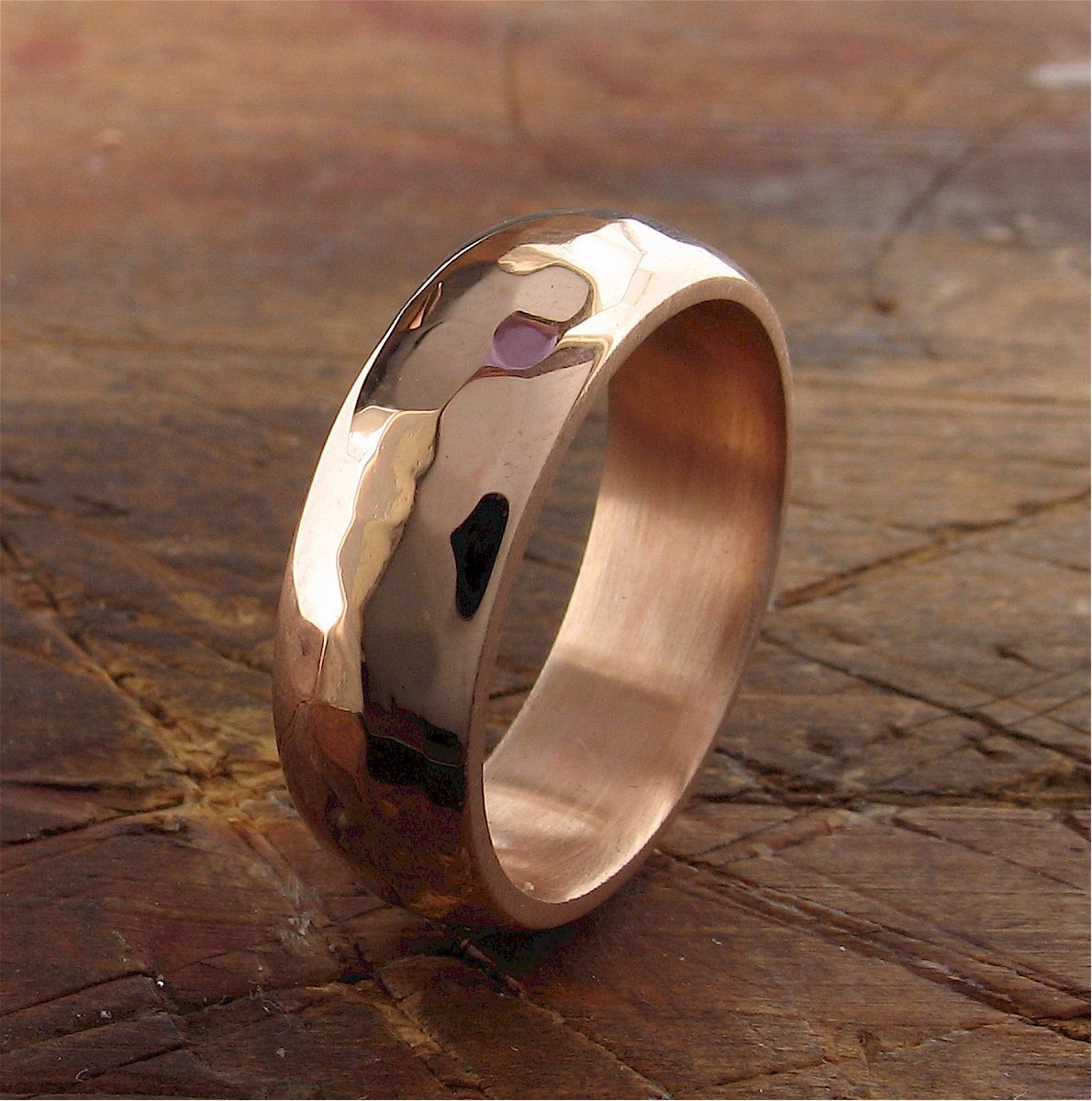 Rose gold broad wedding ring, Pebble design - Cumbrian Designs