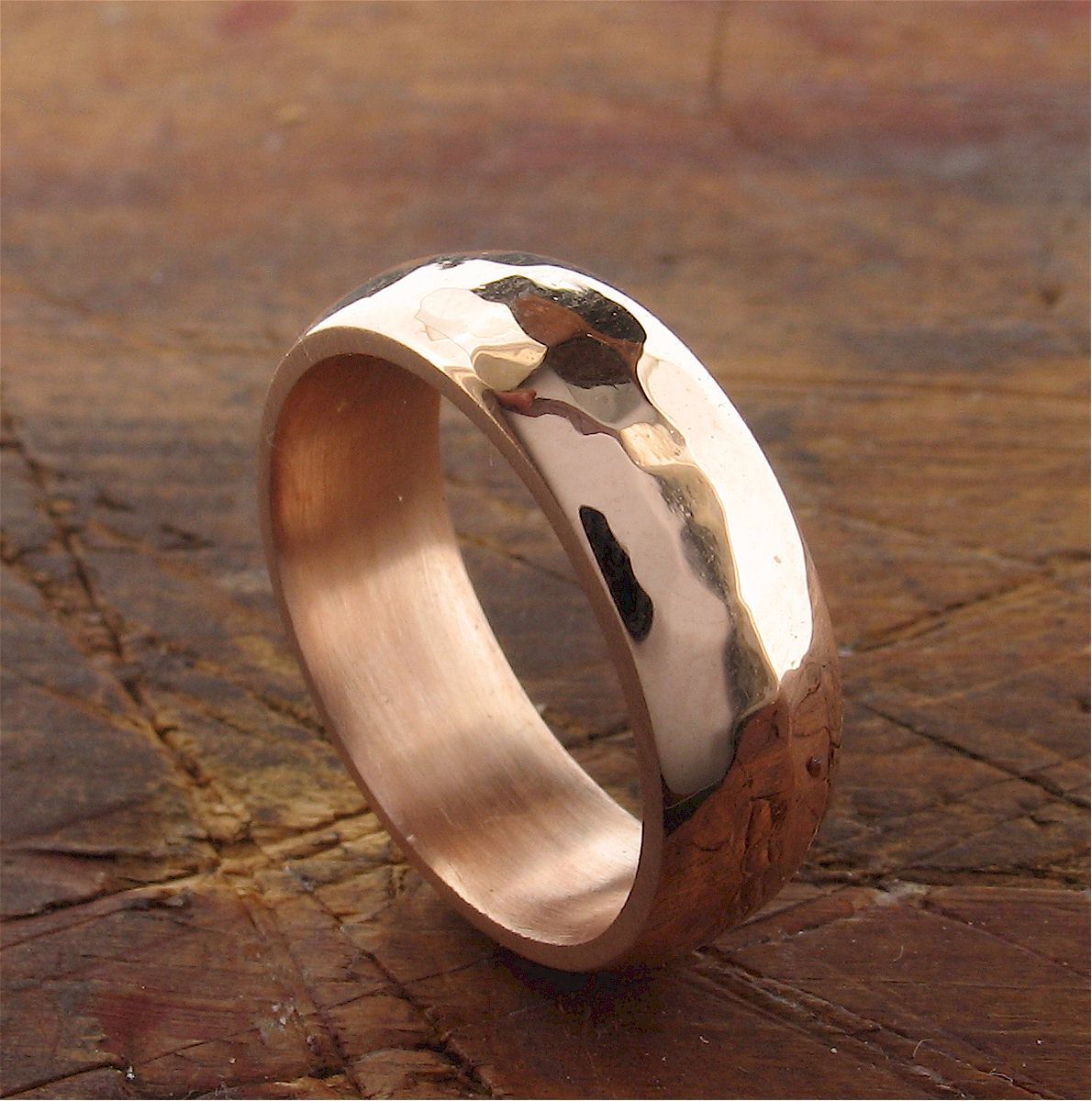 Rose gold broad wedding ring, Pebble design Designer Wedding Rings CumbrianDesigns 
