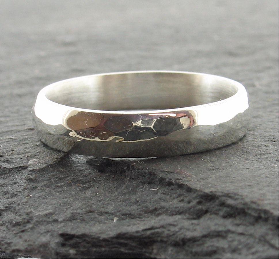 Silver thin wedding ring, Pebble design - Cumbrian Designs
