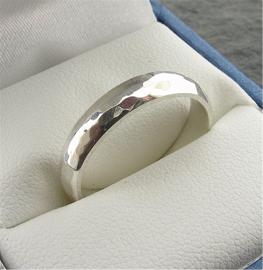White gold thin wedding ring, Pebble design - Cumbrian Designs