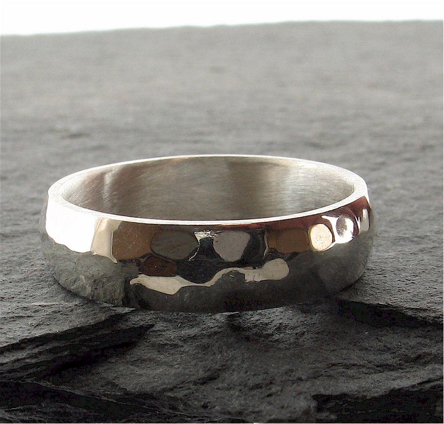 Silver broad wedding ring, Pebble design - Cumbrian Designs