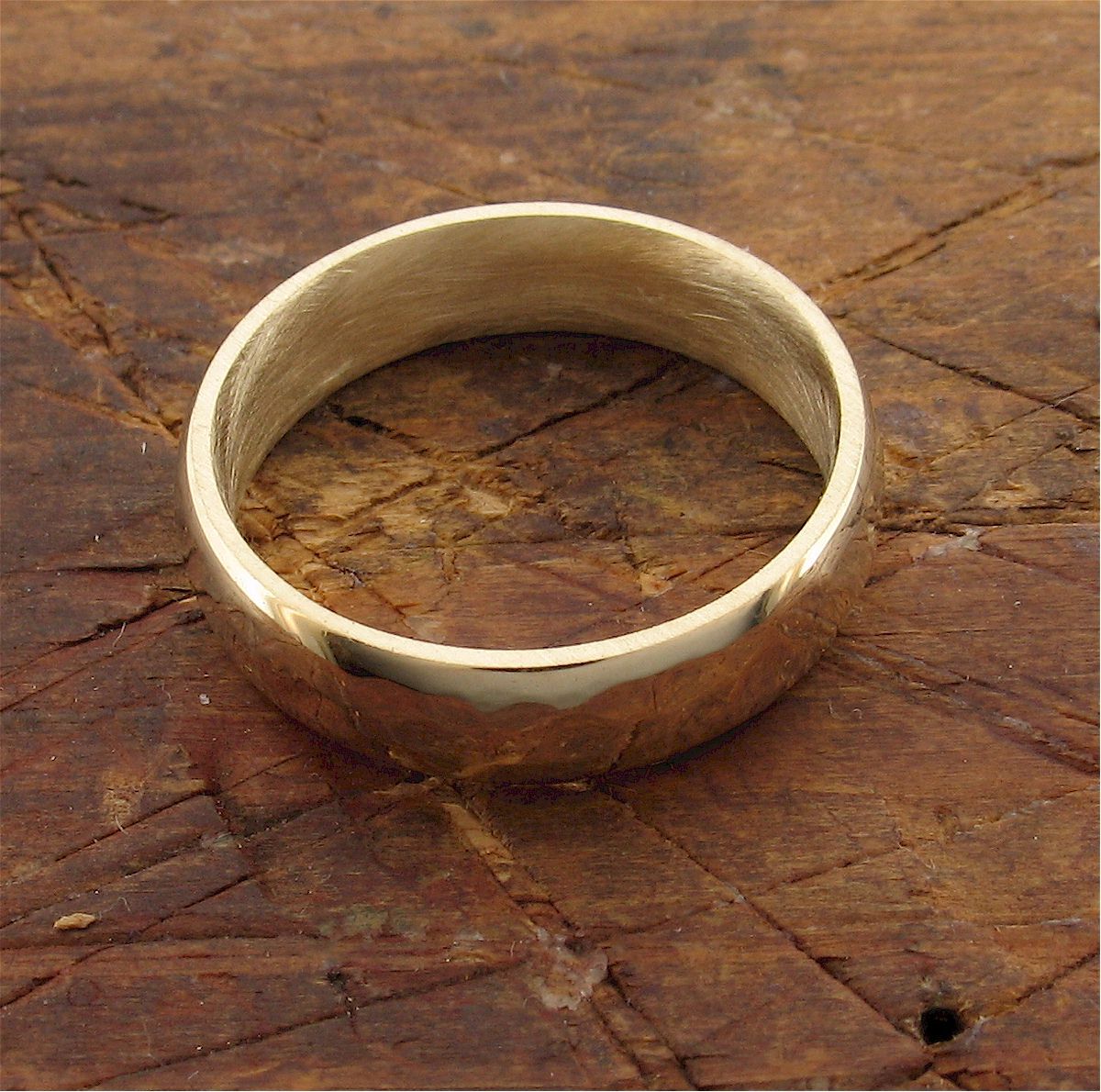 Gold broad wedding ring, Pebble design - Cumbrian Designs