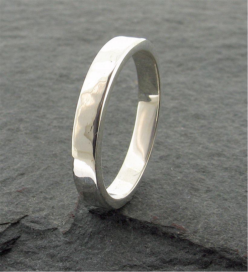 White gold thin wedding ring, Water Ripples design - Cumbrian Designs