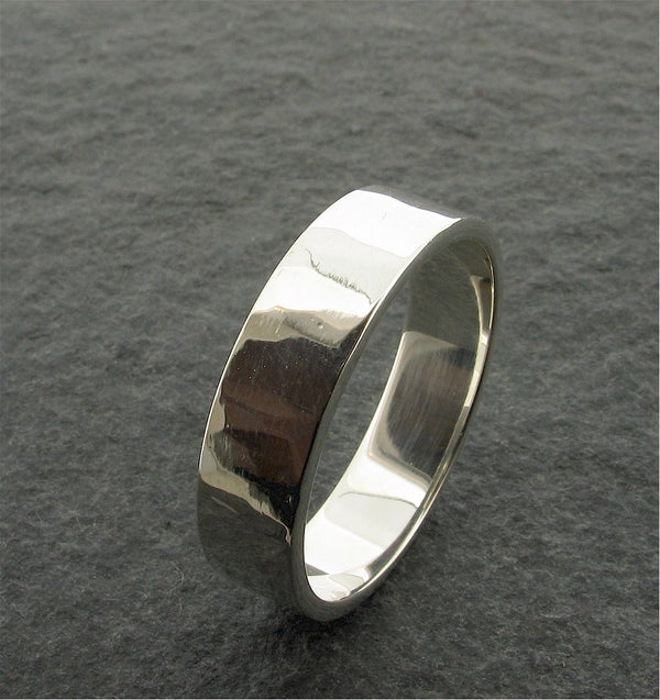White gold broad wedding ring, Water Ripples design - Cumbrian Designs