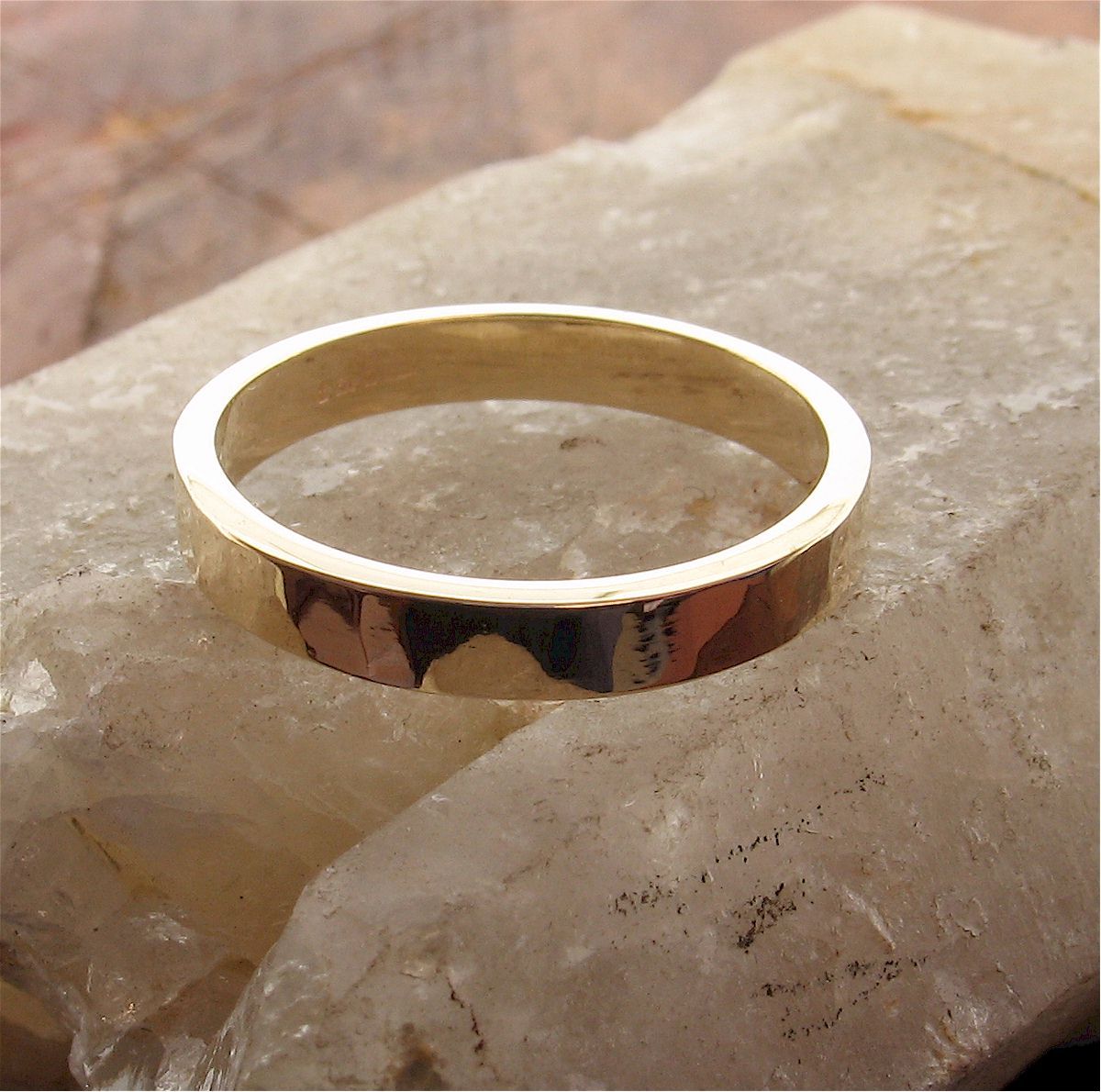 Gold thin wedding ring, Water Ripples design - Cumbrian Designs