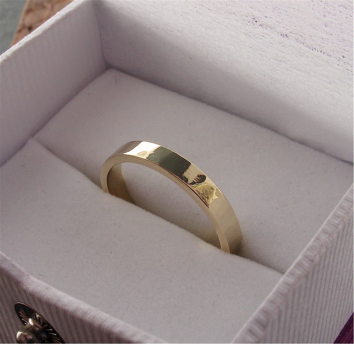 Gold thin wedding ring, Water Ripples design - Cumbrian Designs