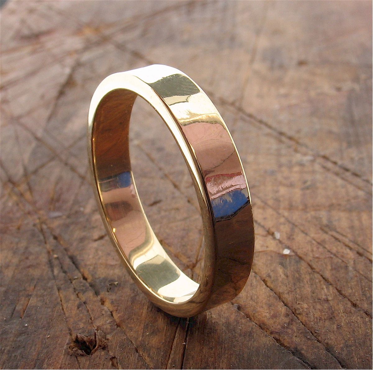 Gold broad wedding ring, Water Ripples design - Cumbrian Designs